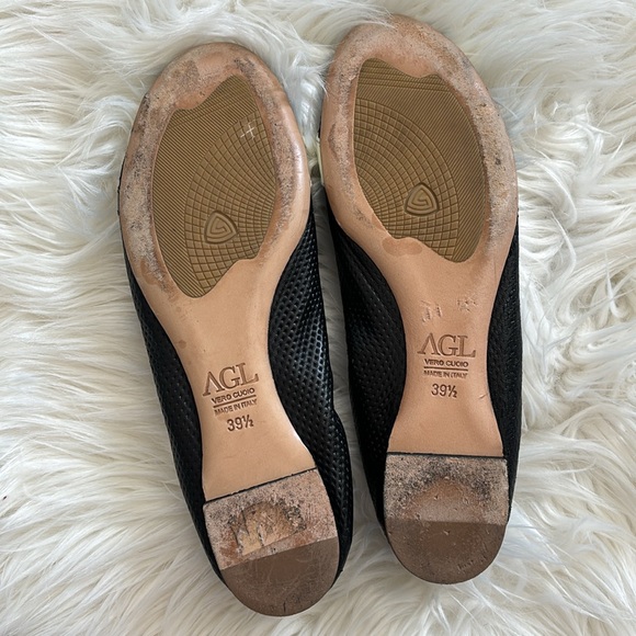 AGL Leather Two-Toned Peep Toe Flats Black/Cream 39.5 - Picture 8 of 10